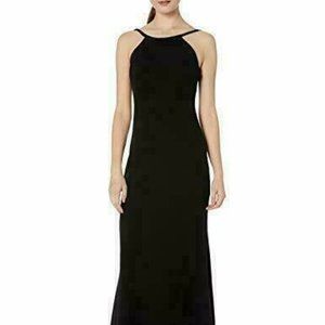 NWOT CK Black Halter Neck Crepe Gown size 2